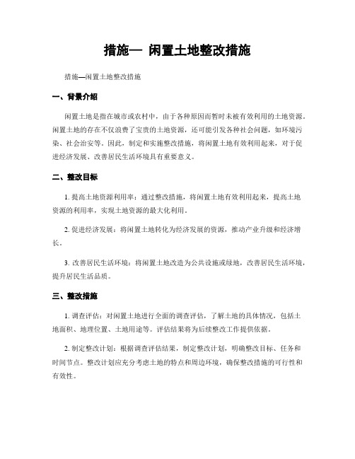 措施— 闲置土地整改措施