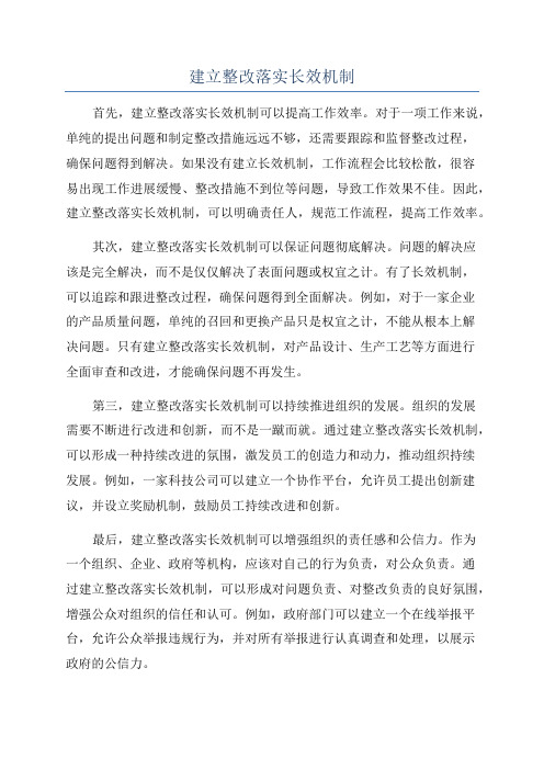 建立整改落实长效机制