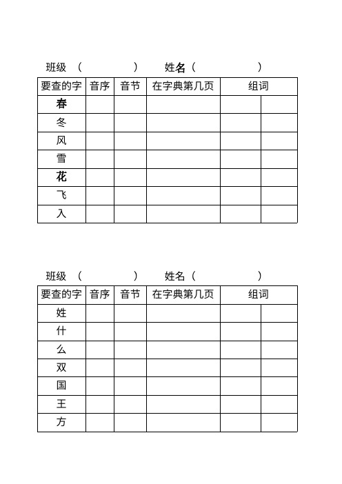 2019部编版一年级下册-音序查字典