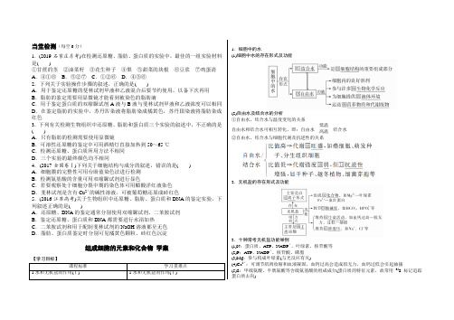 高三年级生物一轮复习 1.2细胞中的无机物