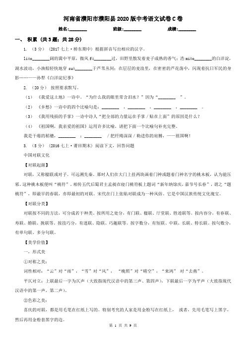 河南省濮阳市濮阳县2020版中考语文试卷C卷