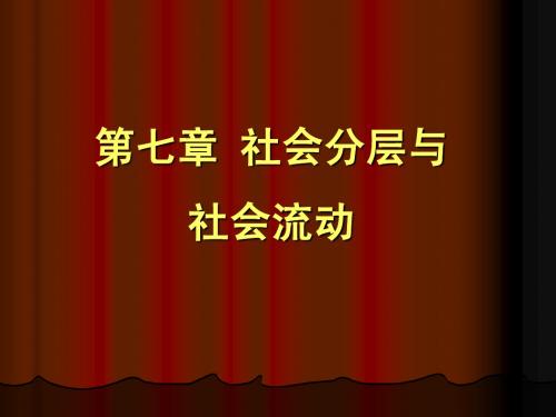 第七章 社会分层和社会流动