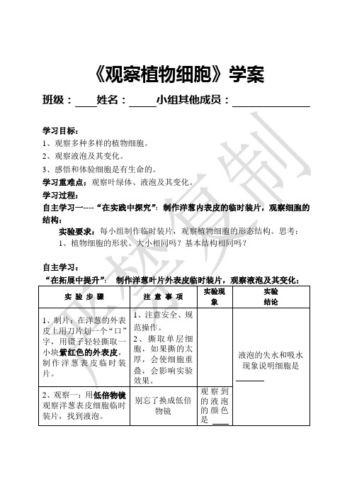 观察植物细胞实验报告2222