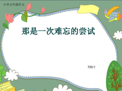 小学五年级作文《那是一次难忘的尝试》700字(共10页PPT)