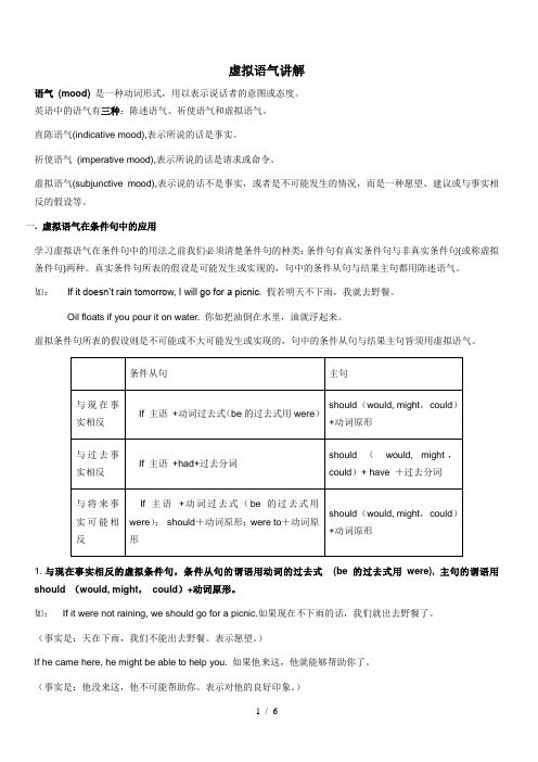 初中虚拟语气讲解及专项练习与答案(带解析)