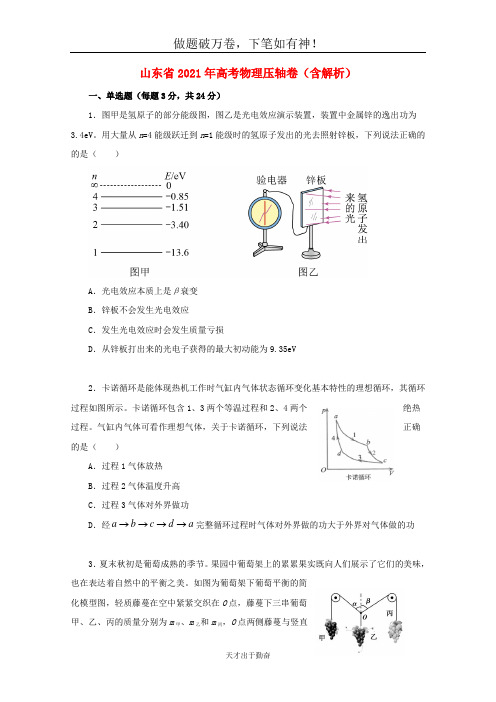 山东省2021年高考物理压轴卷含解析2