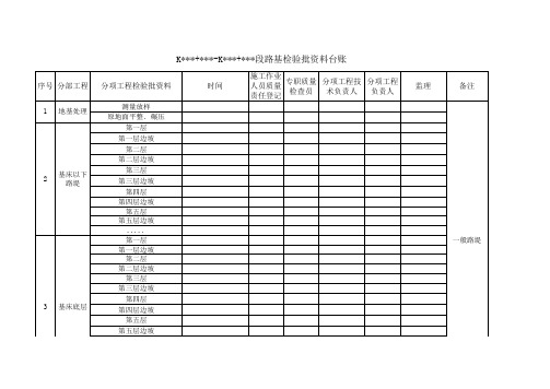 路基检验批资料台账