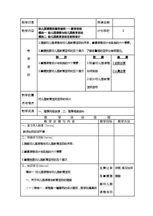 幼儿园课程实施的途径——教育活动-教案