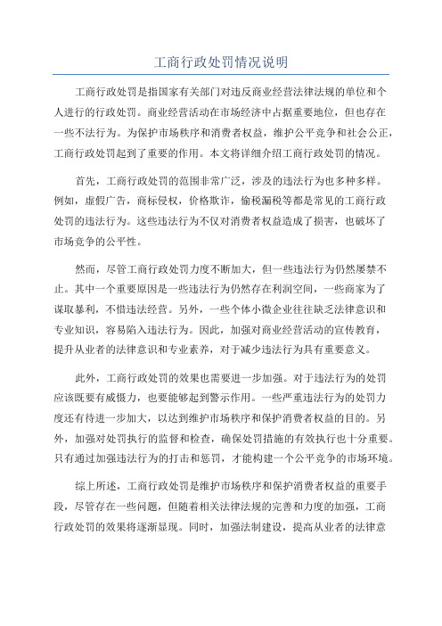 工商行政处罚情况说明