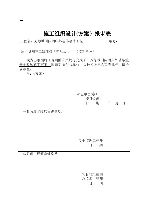 吊篮施工方案报审表