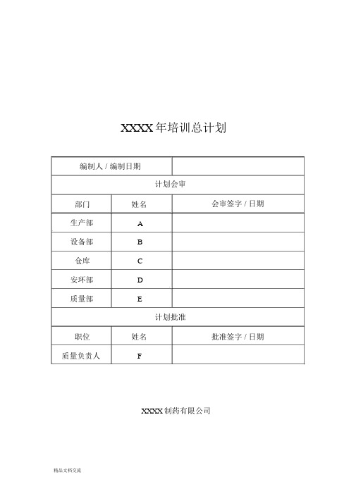 药企2019年培训总计划