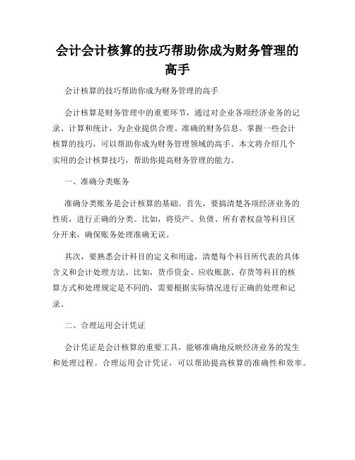 会计会计核算的技巧帮助你成为财务管理的高手