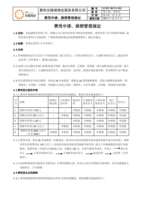 费用报销管理制度