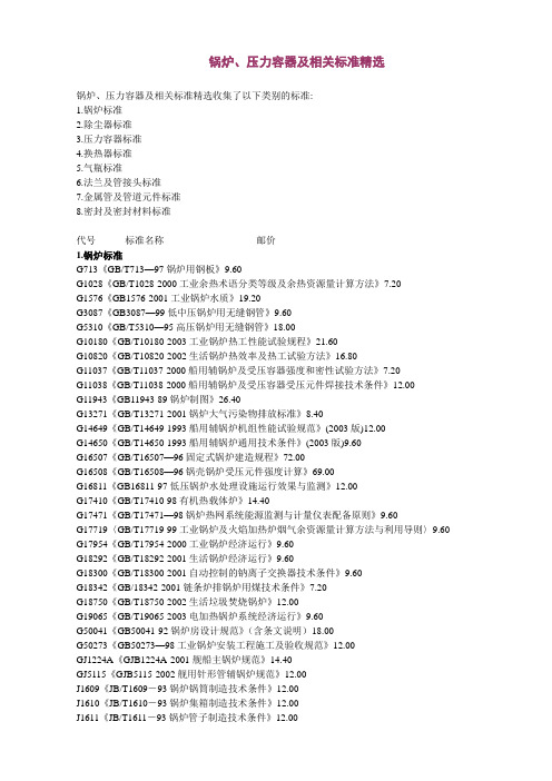 锅炉、压力容器及相关标准精