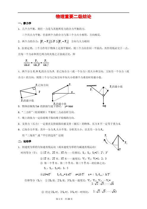 高中物理重要二级结论(全)