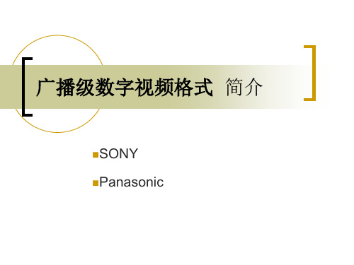 广播级数字视频格式简介