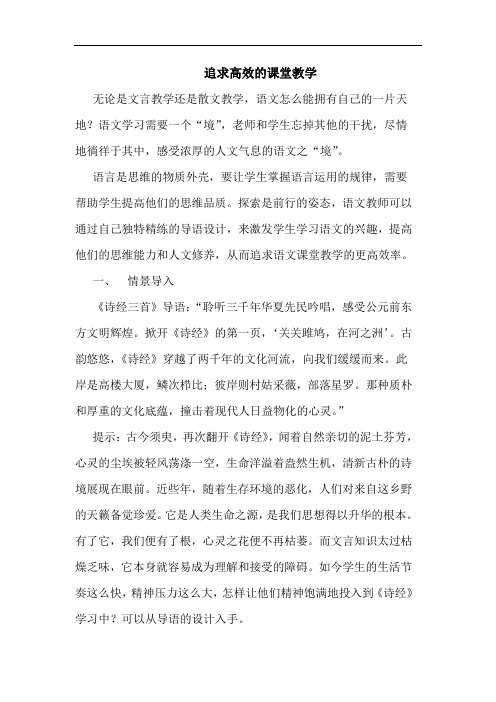 追求高效课堂教学论文