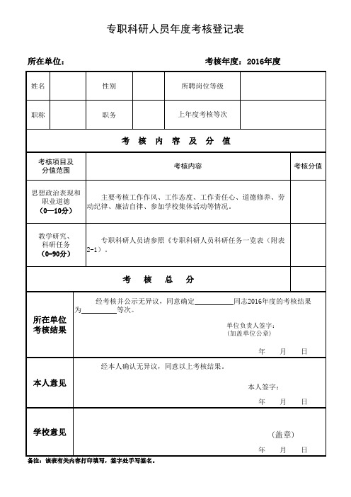 2《专职科研人员年度考核登记表》及科研任务一览表-专职科研人员填写