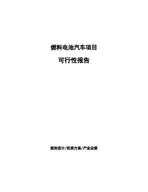 燃料电池汽车项目可行性报告