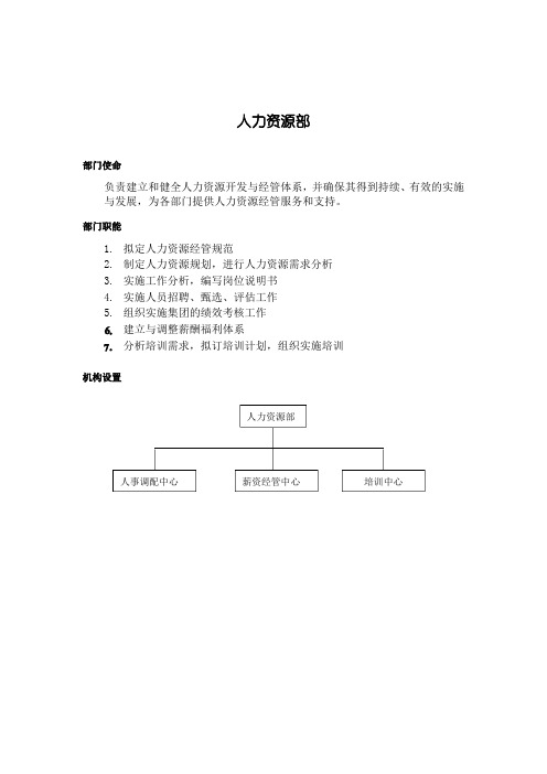 部门人力资源管理汇总DO(00006)