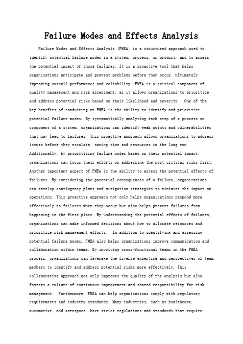 Failure Modes and Effects Analysis