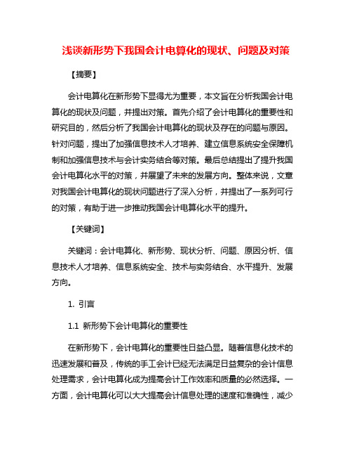 浅谈新形势下我国会计电算化的现状、问题及对策