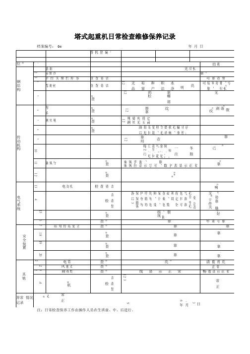 塔吊维修保养记录