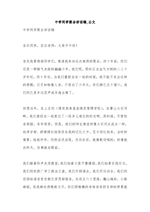 中学同学聚会讲话稿_公文