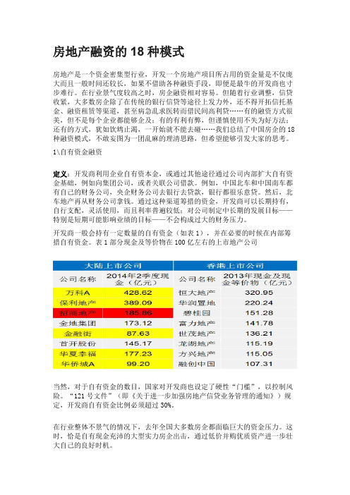 房地产融资的18种模式