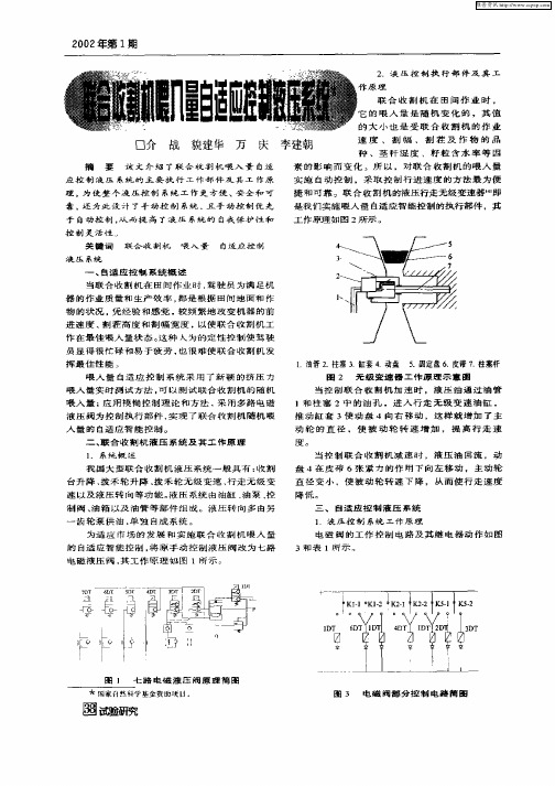 联合收割机喂入量自适应控制液压系统