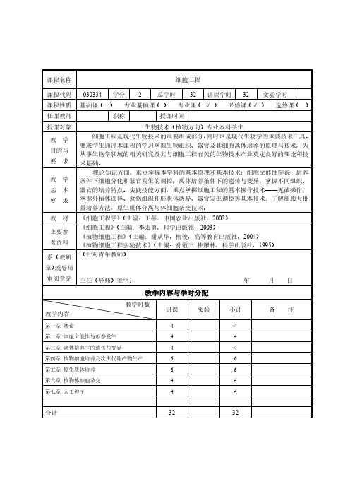 理论知识方面,重点掌握本学科的基本原理和基本技术细胞