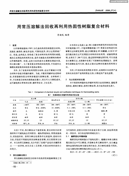 用常压溶解法回收再利用热固性树脂复合材料