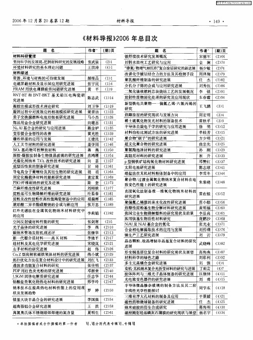 《材料导报》2006年总目次