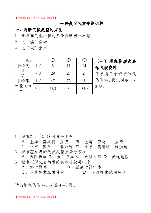 一轮复习气候专题训练(精编文档).doc