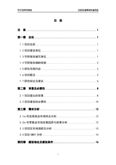 商城改造项目建设可行性研究报告