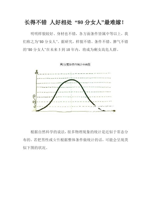 长得不错 人好相处 “80分女人”最难嫁