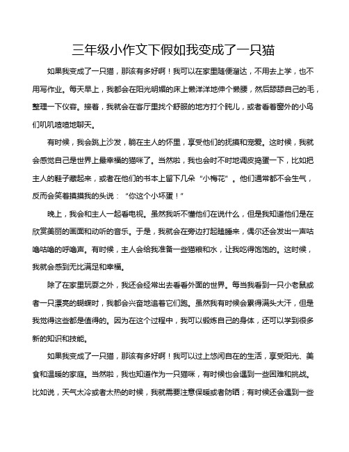 三年级小作文下假如我变成了一只猫