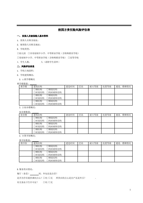 校园方责任险风险评估表