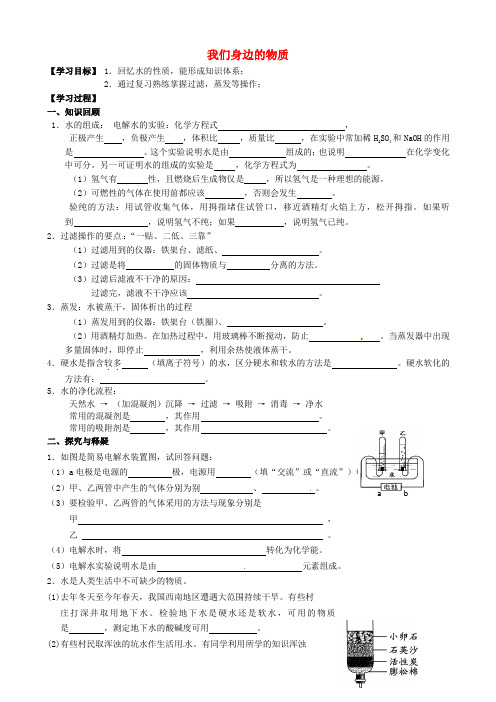 中考化学第一轮复习 第2章 我们身边的物质(第3课时)导学案(无答案)