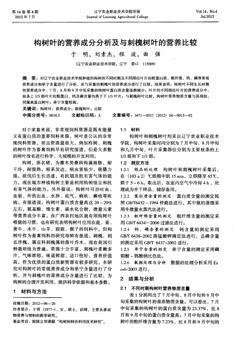 构树叶的营养成分分析及与刺槐树叶的营养比较