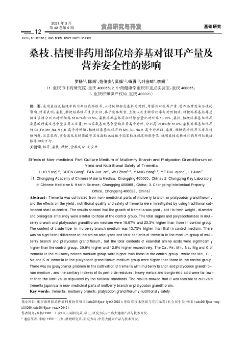 桑枝、桔梗非药用部位培养基对银耳产量及营养安全性的影响