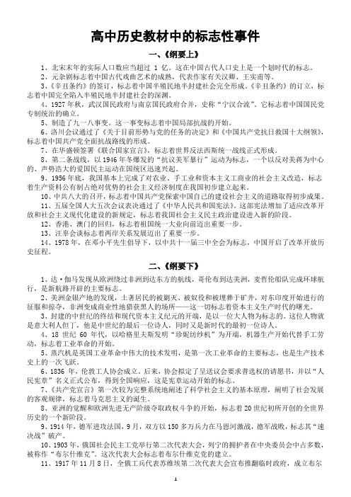 高中历史部编教材中的标志性事件汇总(共五部分)