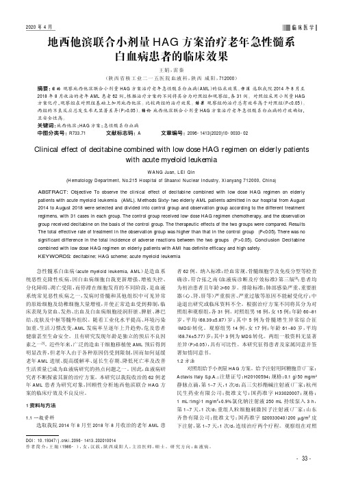 地西他滨联合小剂量HAG方案治疗老年急性髓系白血病患者的临床效果