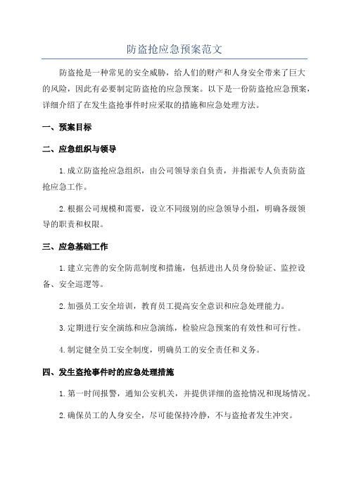 防盗抢应急预案范文