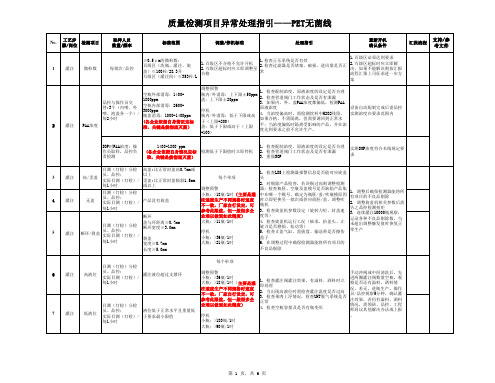 质量异常处理指引——PET热灌装及无菌冷灌装线