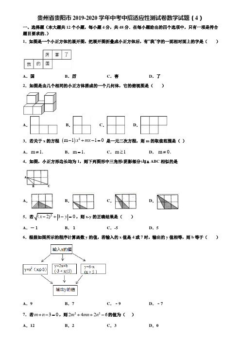 贵州省贵阳市2019-2020学年中考中招适应性测试卷数学试题(4)含解析