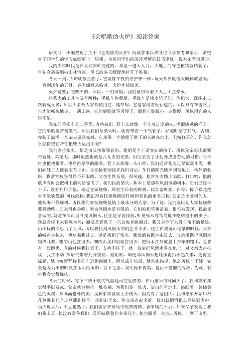 《会唱歌的火炉》阅读答案