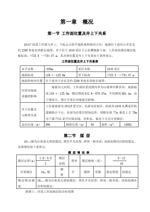 10417综采工作面作业规程