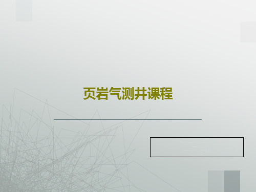 页岩气测井课程共66页文档