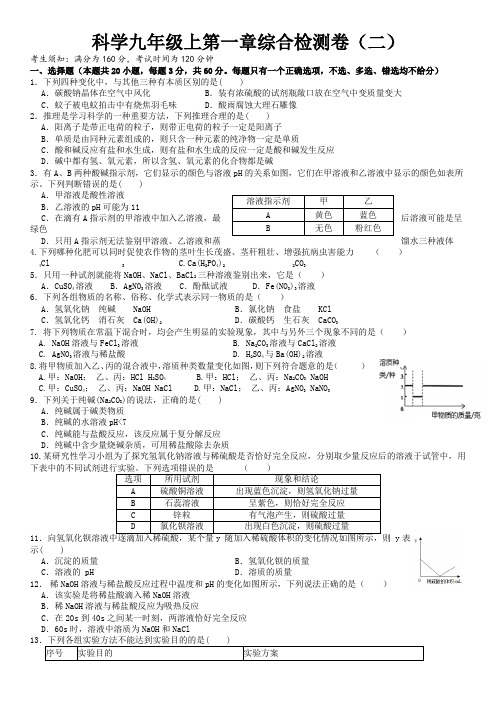 第一章综合检测卷(二)浙教版九年级上册科学(2)